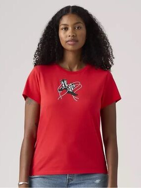 LEVI’S Western Graphic Perfect Tee XS True Red $29 Retail NWT
